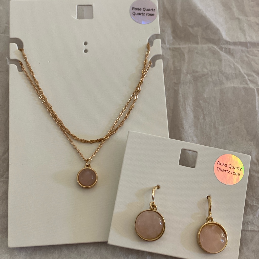 Nwt- Old Navy -Rose Quartz Costume Jewelry Set 8$